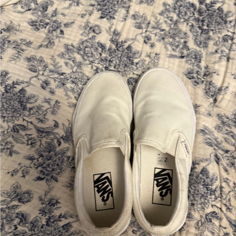 Vans Women  White Slip-On Sneakers